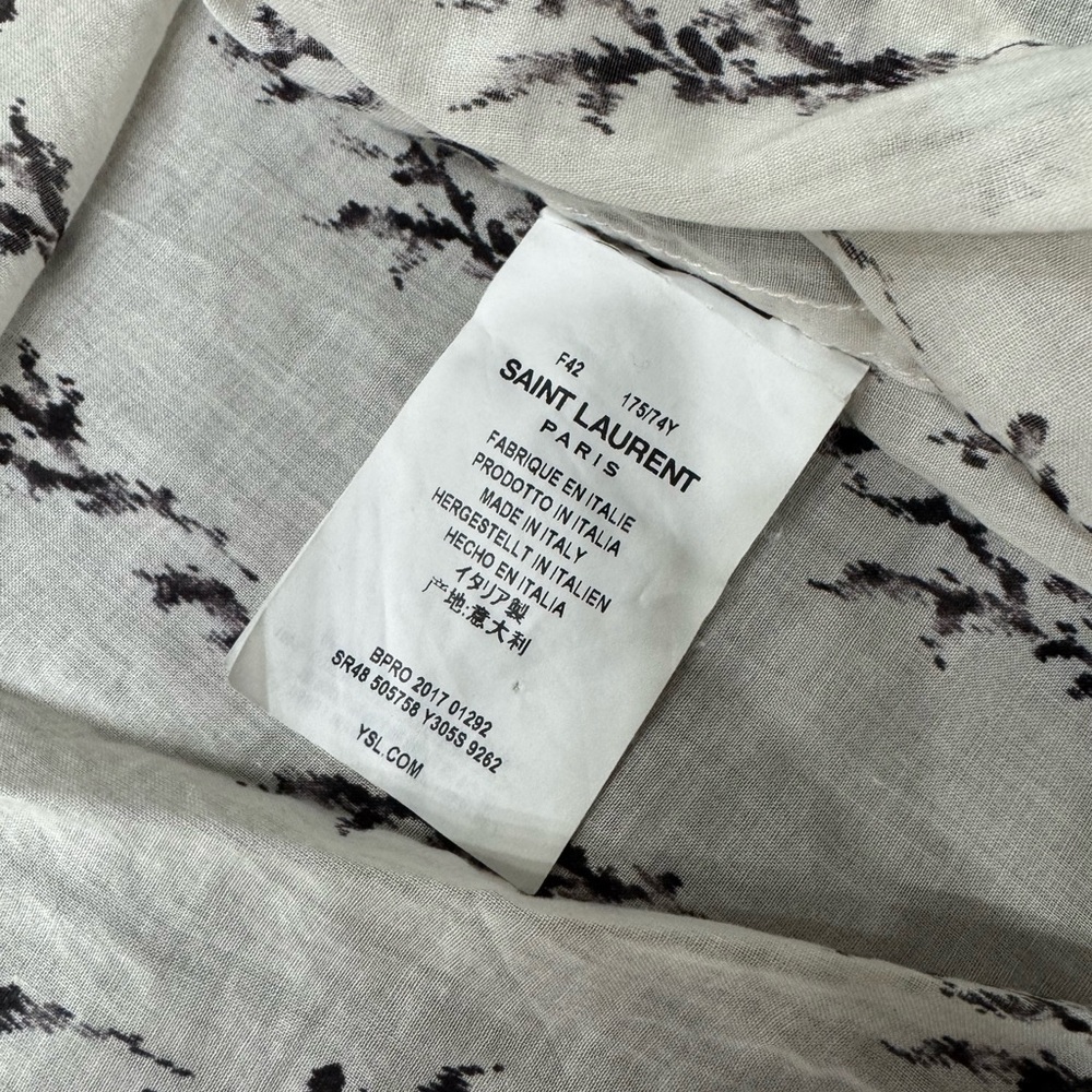 Saint Laurent Ivory Patterned Button Down Shirt